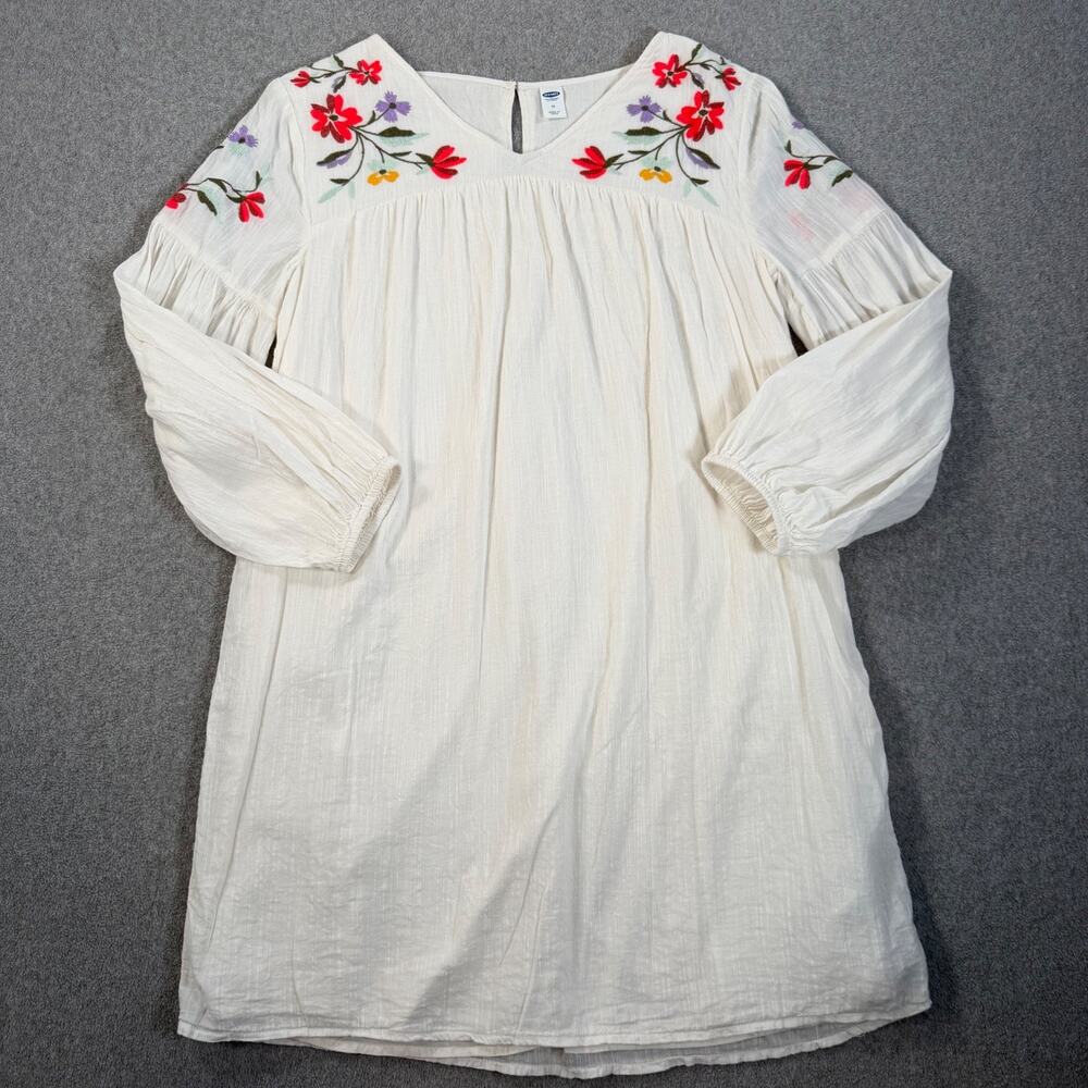 Old Navy Babydoll Peasant Mini Dress Women's Medium Gauzy Floral V-Neck Boho
